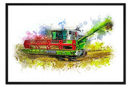Gerahmter Kunstdruck Mähdrescher im Einsatz