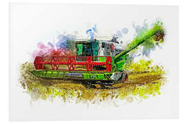 Foam board print Combine harvester in action