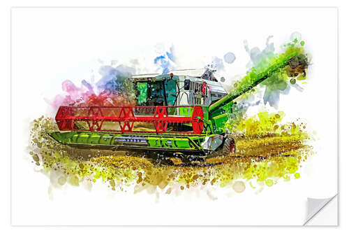 Adesivo murale Combine harvester in action