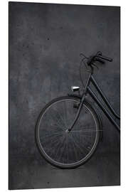 Aluminium print Black vintage bike &amp; gray concrete