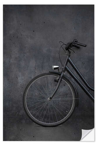 Selvklebende plakat Black vintage bike & gray concrete