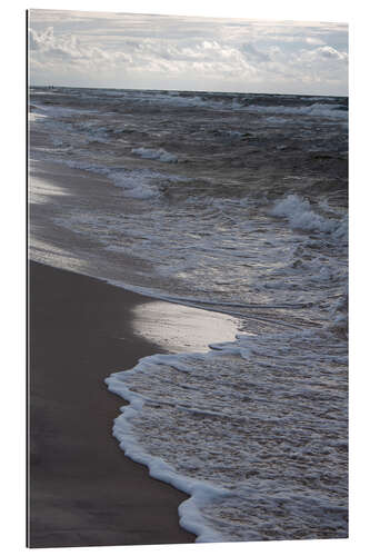 Gallery print Clouds, waves and beach on golden evening walk