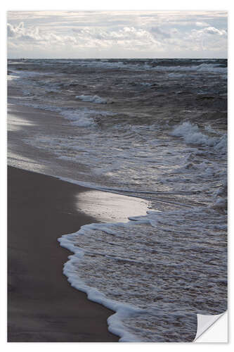 Sticker mural Clouds, waves and beach on golden evening walk