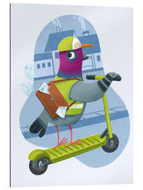 Gallery print Mail pigeon on a kick scooter