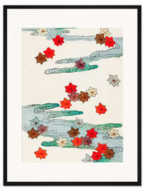 Gerahmter Kunstdruck Traditional Japanese Autumn &amp; Water Illustration