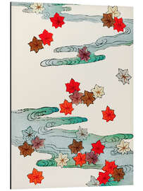 Magnettafel Traditional Japanese Autumn &amp; Water Illustration