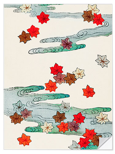 Naklejka na ścianę Traditional Japanese Autumn & Water Illustration