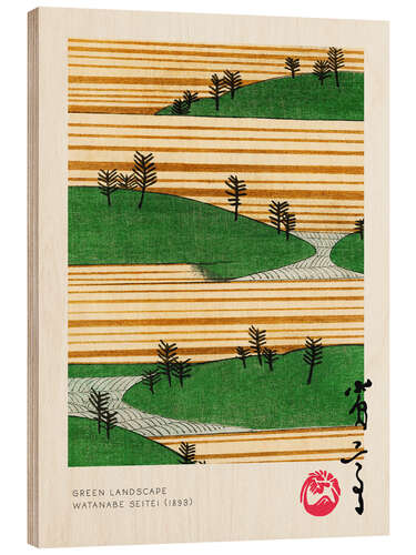Hout print Green Landscape