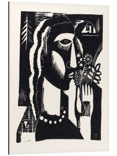 Aluminium print The Lady with the Flowers in her hand