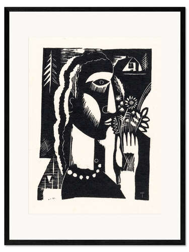 Impresión de arte enmarcada The Lady with the Flowers in her hand