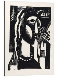 Magnettafel Dame mit Blumen in der Hand