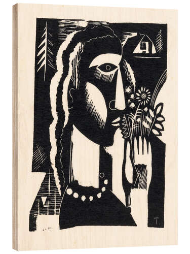 Wood print The Lady with the Flowers in her hand