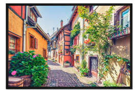 Gerahmter Kunstdruck Dorf im Elsass