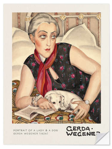 Selvklebende plakat Portrait of a Lady and a Dog