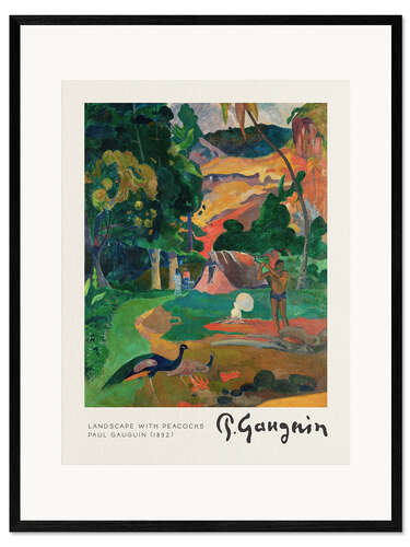Impresión de arte enmarcada Landscape with Peacocks