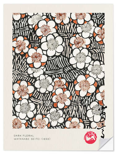 Selvklebende plakat Dark Floral