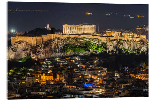 Acrylic print Acropolis and the old town of Athens, Greece at night