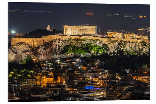 Cuadro de PVC Acropolis and the old town of Athens, Greece at night