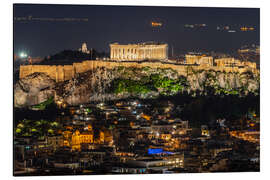 Magnettafel Akropolis und die Altstadt von Athen, Griechenland bei Nacht