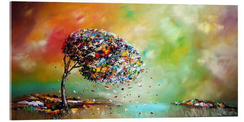 Tableau en verre acrylique Falling Colourful Leaves