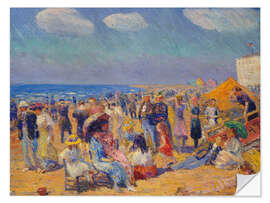 Självhäftande poster Crowd at the seashore, 1910