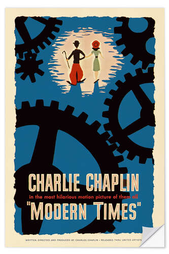 Muursticker "Modern times", Charlie Chaplin, 1936