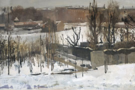 Magnettafel Oosterpark, Amsterdam, im Schnee, 1892