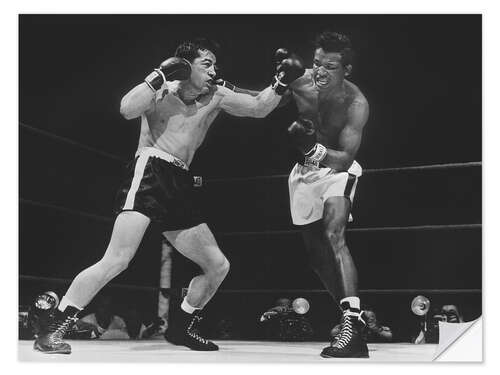 Sticker mural Rocky Graziano & Sugar Ray Robinson, middleweight champiosnhip, 1952