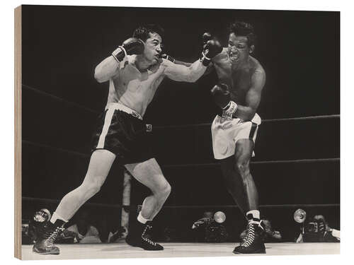 Wood print Rocky Graziano & Sugar Ray Robinson, middleweight champiosnhip, 1952