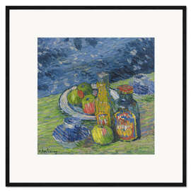 Impression artistique encadrée Still Life with Bottles and Fruit, 1900