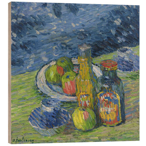 Stampa su legno Still Life with Bottles and Fruit, 1900