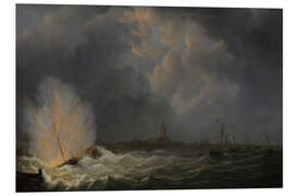 Foam board print The Explosion of Gunboat nr 2, Antwerp, 1832