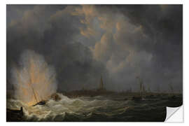 Sticker mural The Explosion of Gunboat nr 2, Antwerp, 1832