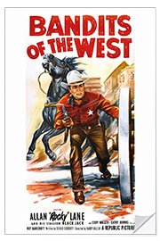 Selvklebende plakat "Bandits of the west", Allan 'Rocky' Lane, 1953