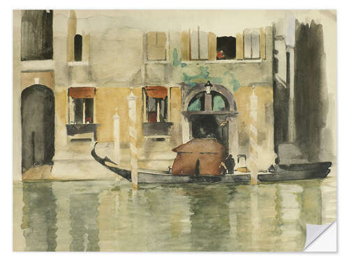 Muursticker Venetian Gondola in Front of a House