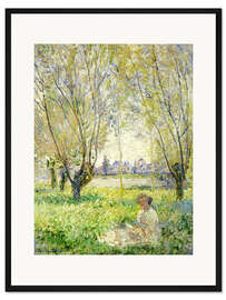 Gerahmter Kunstdruck Frau unter Weiden sitzend, 1880