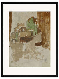 Gerahmter Kunstdruck Straße in Montmartre, Paris