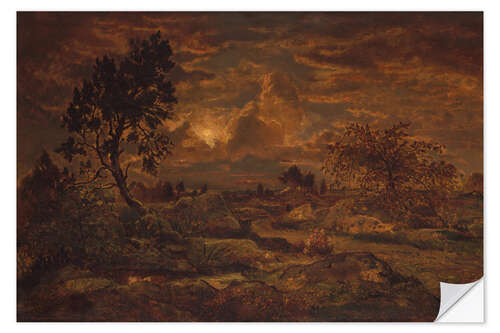 Selvklebende plakat Sunset near Arbonne, ca. 1860