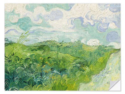 Selvklebende plakat Green Wheat Fields, 1890