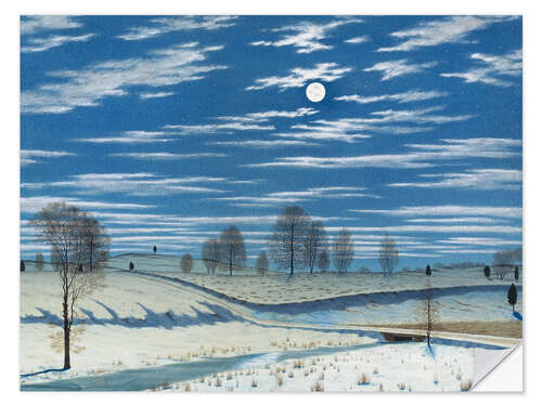 Sticker mural Winter scene in moonlight, 1869