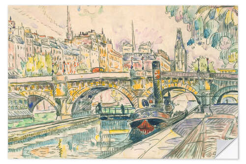 Sticker mural Tugboat at the Pont Neuf, Paris, 1923