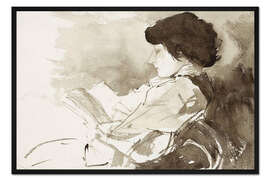 Gerahmter Kunstdruck Profil einer lesenden Frau