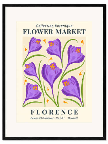 Impressão artística com moldura Flower Market Florence