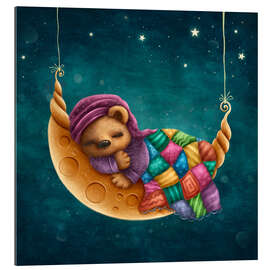 Quadro em plexi-alumínio Sleeping bear in a moon hammock