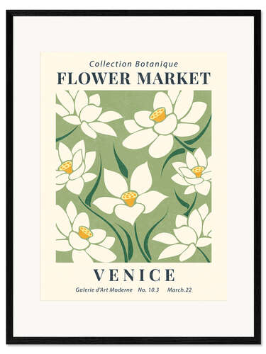 Ingelijste kunstdruk Flower Market Venice