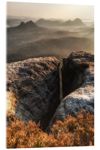 Acrylic print Saxon Switzerland - Small Winter Mountain