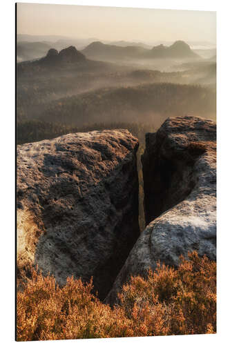 Aluminiumsbilde Saxon Switzerland - Small Winter Mountain