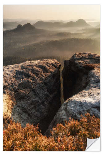 Selvklæbende plakat Saxon Switzerland - Small Winter Mountain