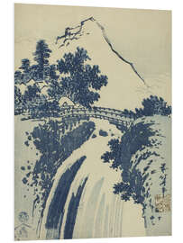 Foam board print Landscape with waterfall, chuban prints, ca. 1831