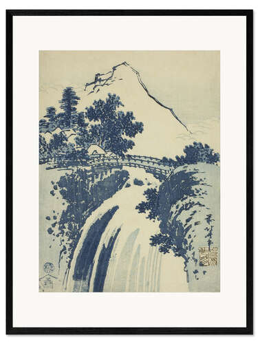 Impresión de arte enmarcada Landscape with waterfall, chuban prints, ca. 1831